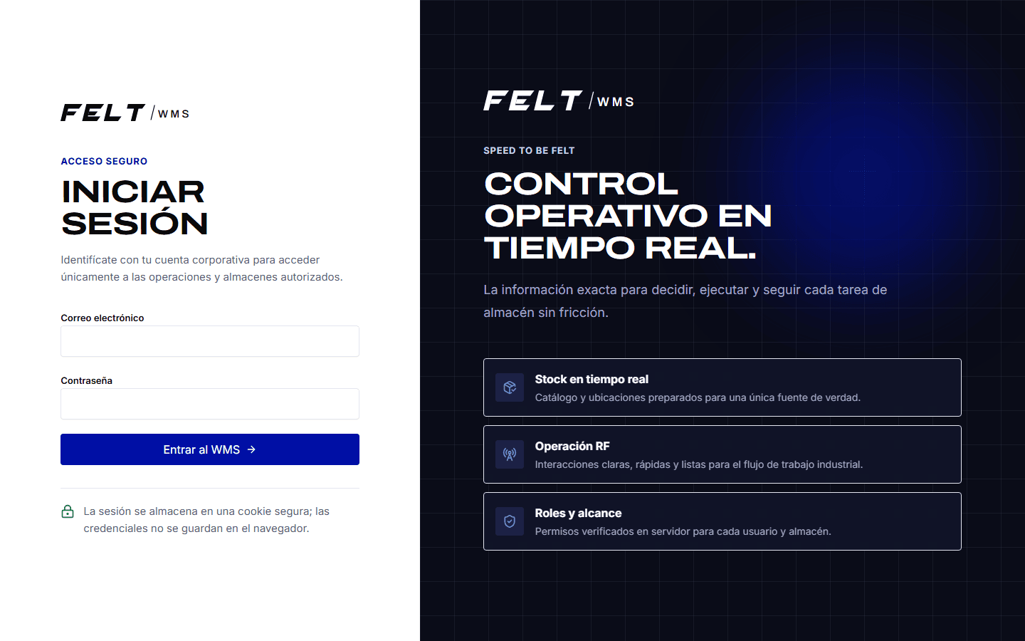 Captura del acceso al sistema de gestión de almacén